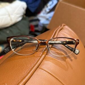 Coach Tortoiseshell Semi-Rim Cat Eye Glasses - Brown